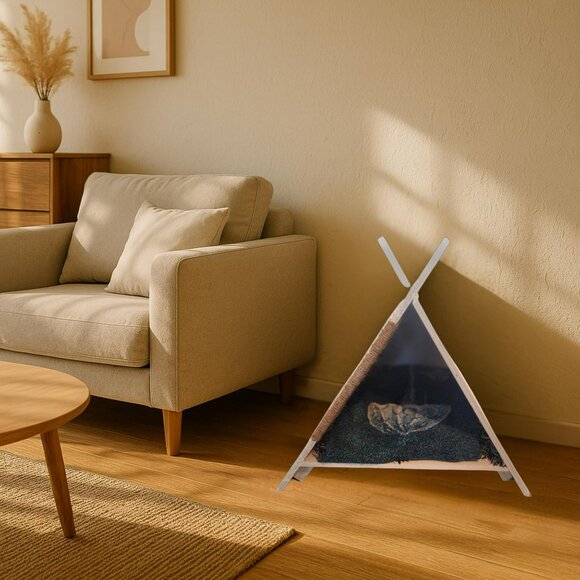 Custom Birch Wood Pet Teepee – Cat or Small Dog Bed Tent | Indoor Pet House | - Picture 3 of 7